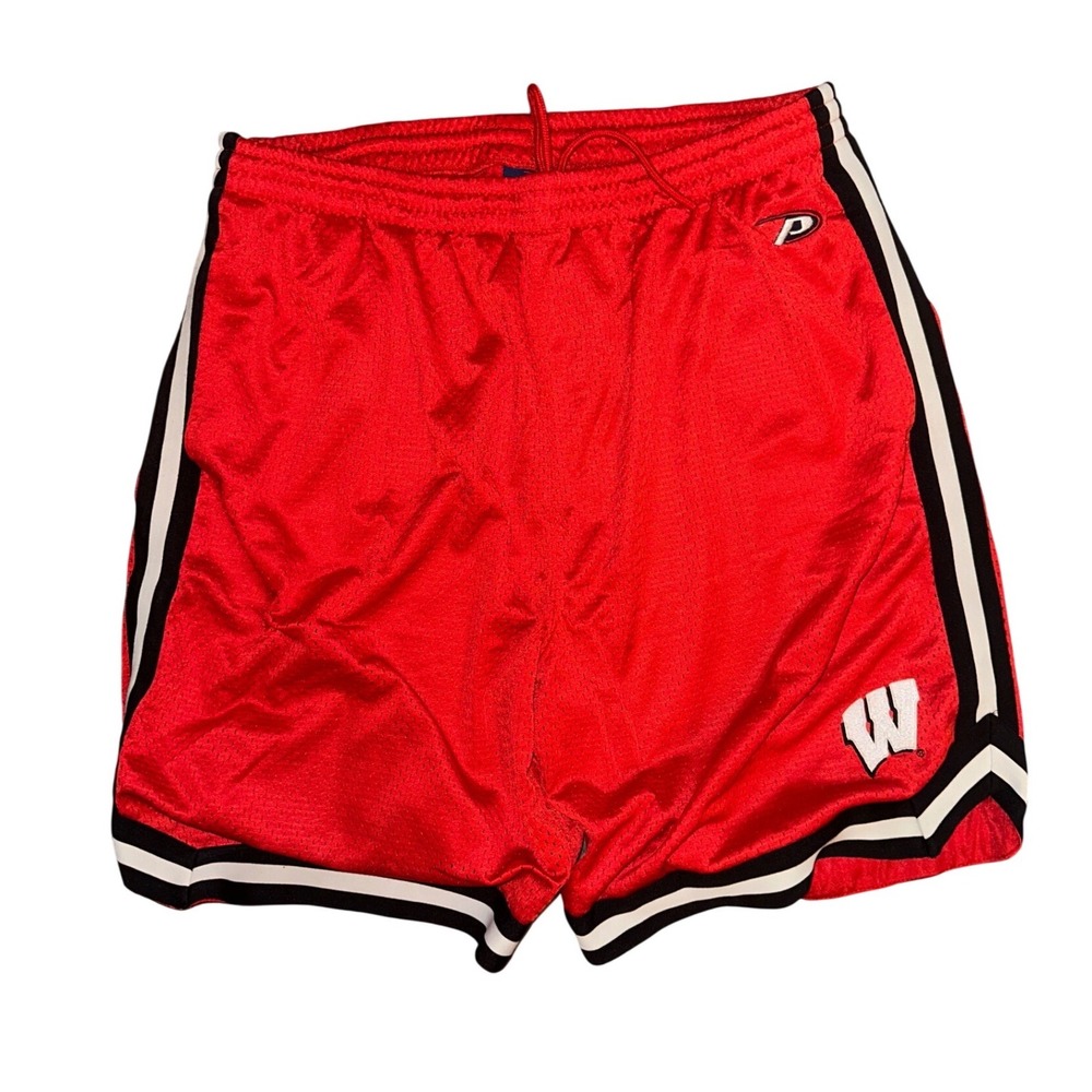 Vintage Pro Player Wisconsin Badgers Basketball Shorts Red Mens XL Mesh NCAA